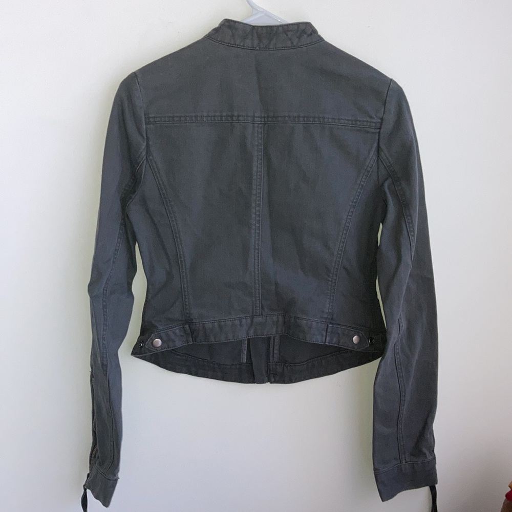 Moto Denim Vegan Leather Trim Small  Jacket - Picture 5 of 8